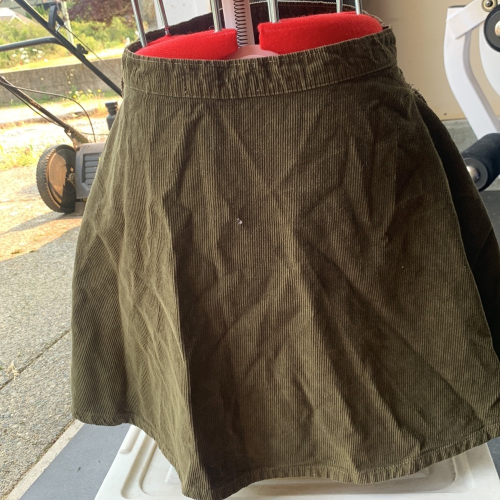 army green corduroy high wasted skirt